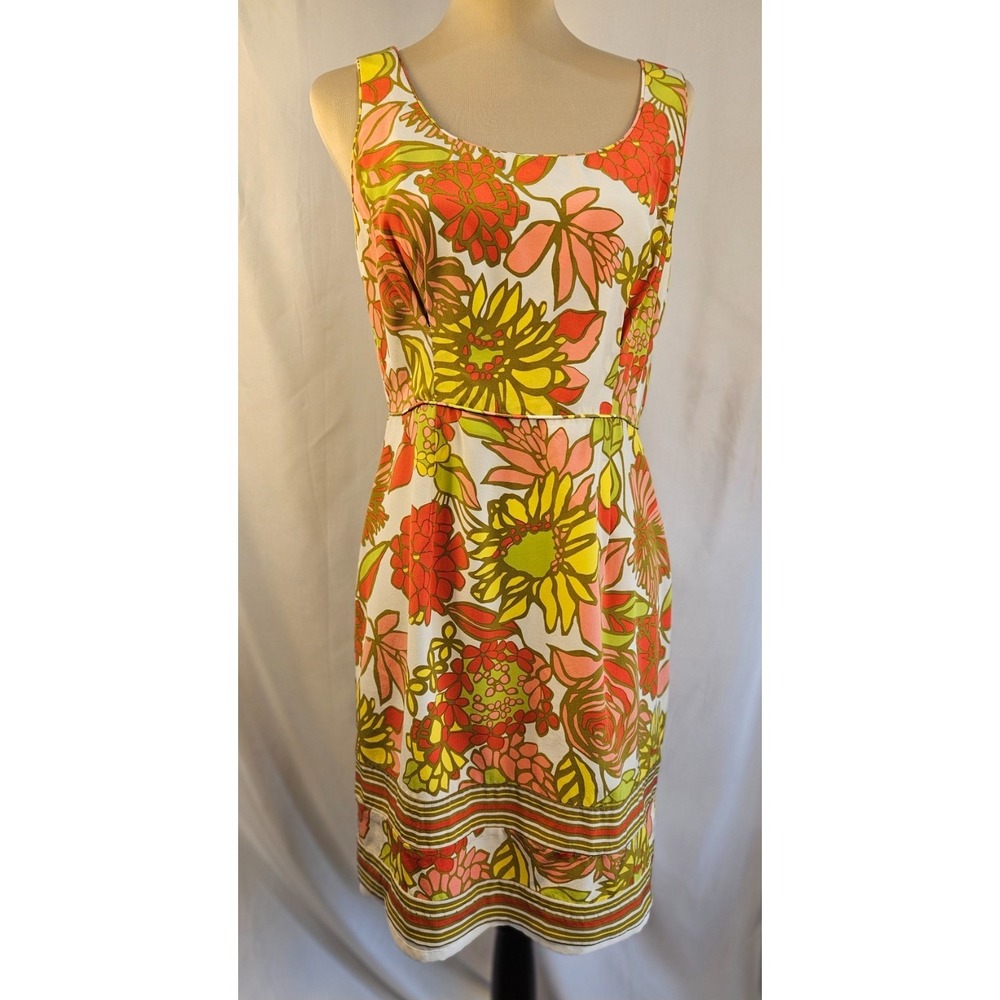 Trina Turk 100% silk dress- sleeveless - Orange flowers - US Size 10